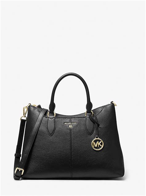 Michael Kors Austen Medium Pebbled Leather Satchel.